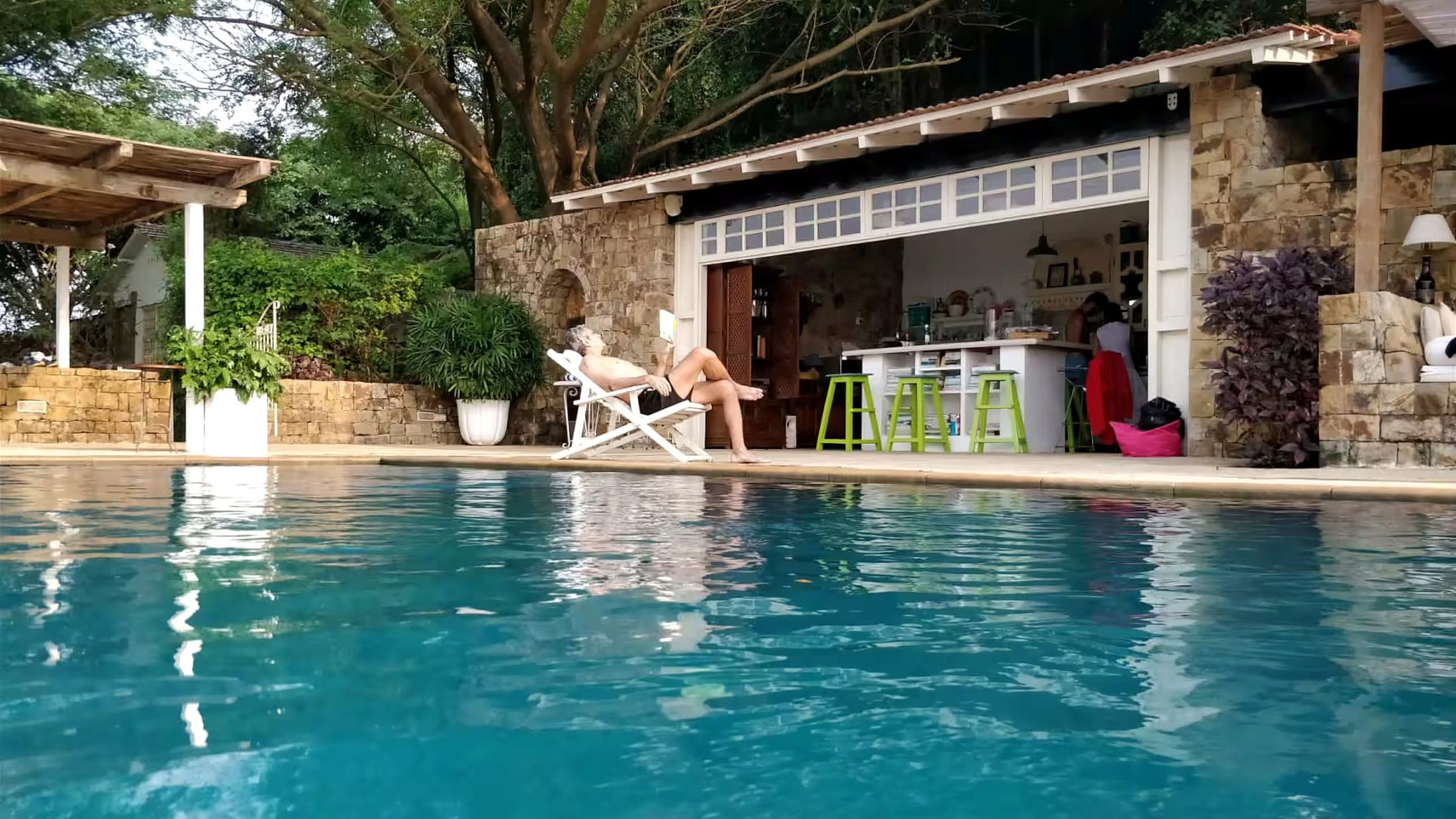 Low view across the swimming pool